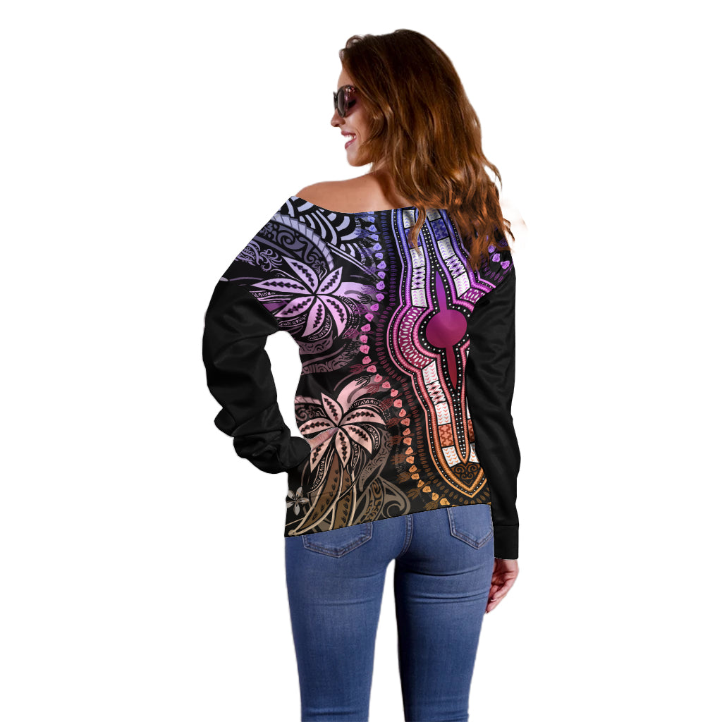Polynesia Dashiki Off Shoulder Sweater Polynesia and Africa Traditional Special Together Pastel LT9 - Polynesian Pride