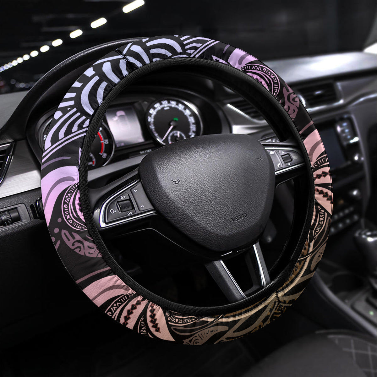 Polynesia Dashiki Steering Wheel Cover Polynesia and Africa Traditional Special Together Pastel