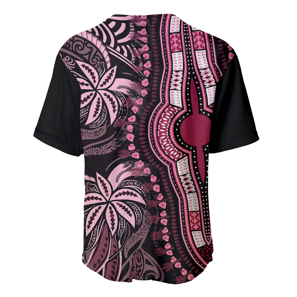 Polynesia Dashiki Baseball Jersey Polynesia and Africa Traditional Special Together Pink LT9 - Polynesian Pride