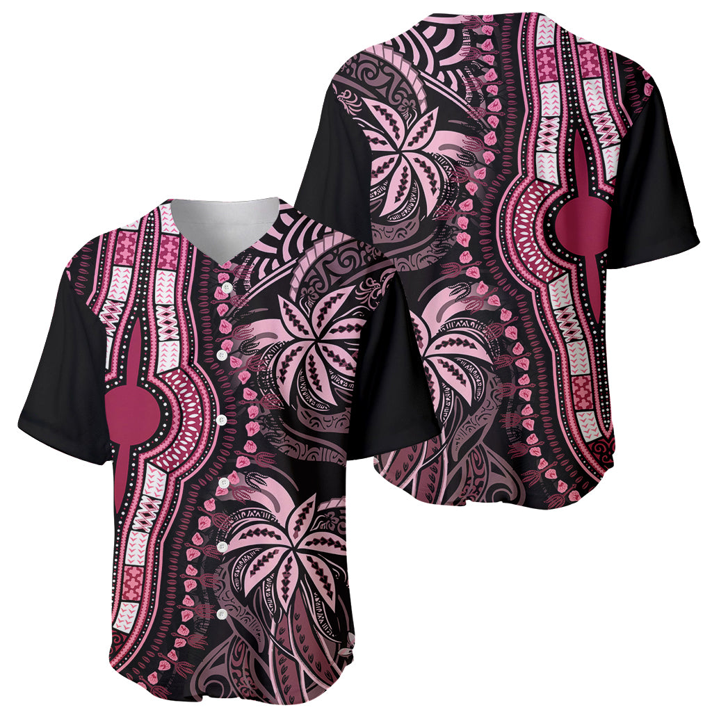 Polynesia Dashiki Baseball Jersey Polynesia and Africa Traditional Special Together Pink LT9 - Polynesian Pride
