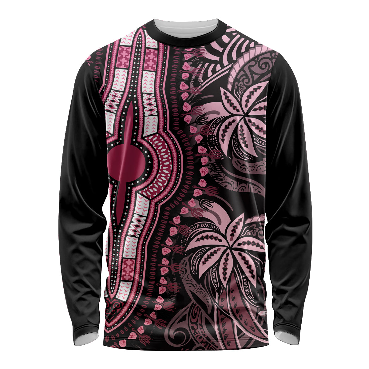 Polynesia Dashiki Long Sleeve Shirt Polynesia and Africa Traditional Special Together Pink LT9 Unisex Pink - Polynesian Pride