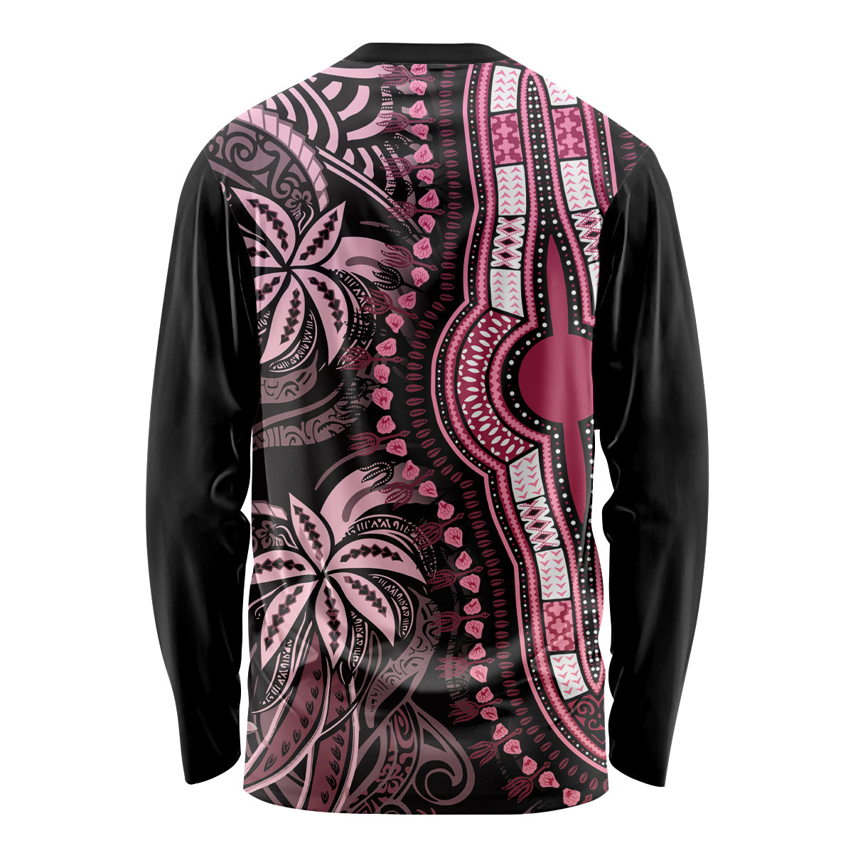 Polynesia Dashiki Long Sleeve Shirt Polynesia and Africa Traditional Special Together Pink LT9 - Polynesian Pride