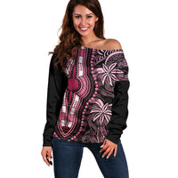 Polynesia Dashiki Off Shoulder Sweater Polynesia and Africa Traditional Special Together Pink LT9 Women Pink - Polynesian Pride