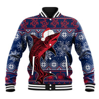 Samoa Manuia Le Kirisimasi Baseball Jacket Samoan Fishing Tribal Pattern Christmas Vibe LT9 Unisex Red - Polynesian Pride