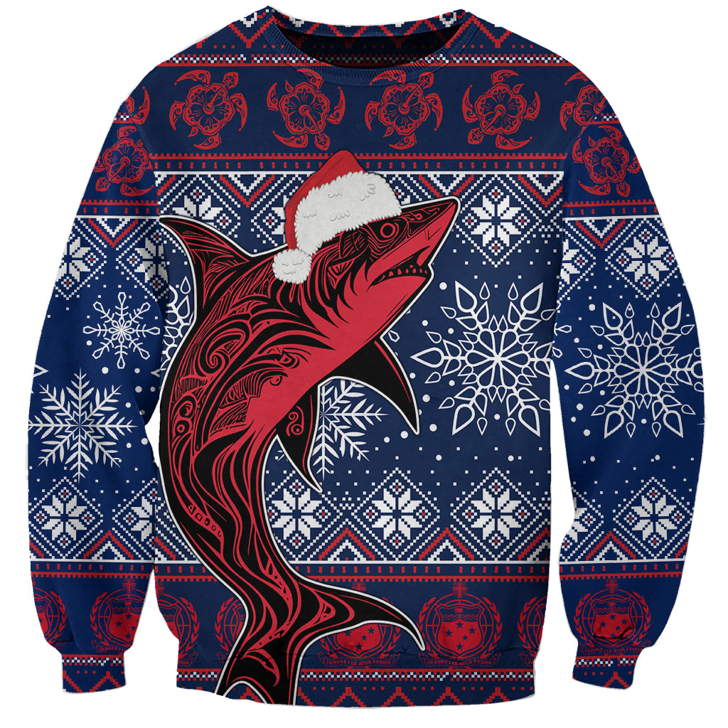 Samoa Manuia Le Kirisimasi Sweatshirt Samoan Fishing Tribal Pattern Christmas Vibe LT9 Unisex Red - Polynesian Pride