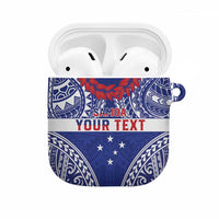 Personalised Toa Samoa Rugby Spirit AirPods Case Blue Samoan Tribal Pattern LT9 Blue - Polynesian Pride