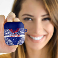 Personalised Toa Samoa Rugby Spirit AirPods Case Blue Samoan Tribal Pattern LT9 - Polynesian Pride