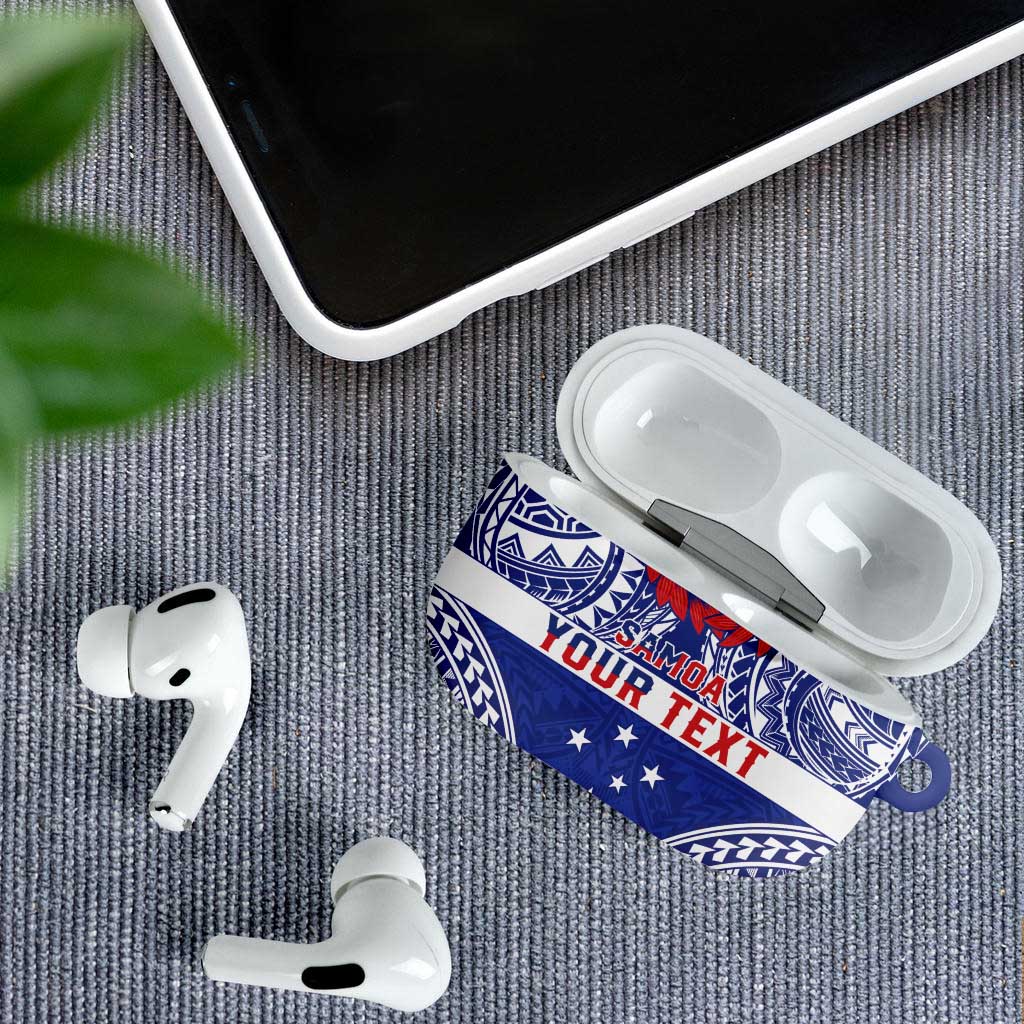 Personalised Toa Samoa Rugby Spirit AirPods Case Blue Samoan Tribal Pattern LT9 - Polynesian Pride