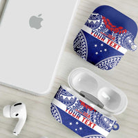 Personalised Toa Samoa Rugby Spirit AirPods Case Blue Samoan Tribal Pattern LT9 - Polynesian Pride