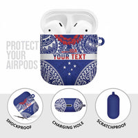 Personalised Toa Samoa Rugby Spirit AirPods Case Blue Samoan Tribal Pattern LT9 - Polynesian Pride