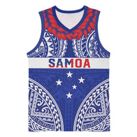 Personalised Toa Samoa Rugby Spirit Basketball Jersey Blue Samoan Tribal Pattern LT9 Unisex Blue - Polynesian Pride