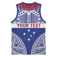 Personalised Toa Samoa Rugby Spirit Basketball Jersey Blue Samoan Tribal Pattern LT9 - Polynesian Pride