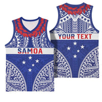Personalised Toa Samoa Rugby Spirit Basketball Jersey Blue Samoan Tribal Pattern LT9 - Polynesian Pride