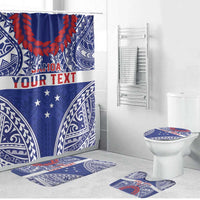 Personalised Toa Samoa Rugby Spirit Bathroom Set Blue Samoan Tribal Pattern LT9 Bathroom Set (4 pcs) Blue - Polynesian Pride