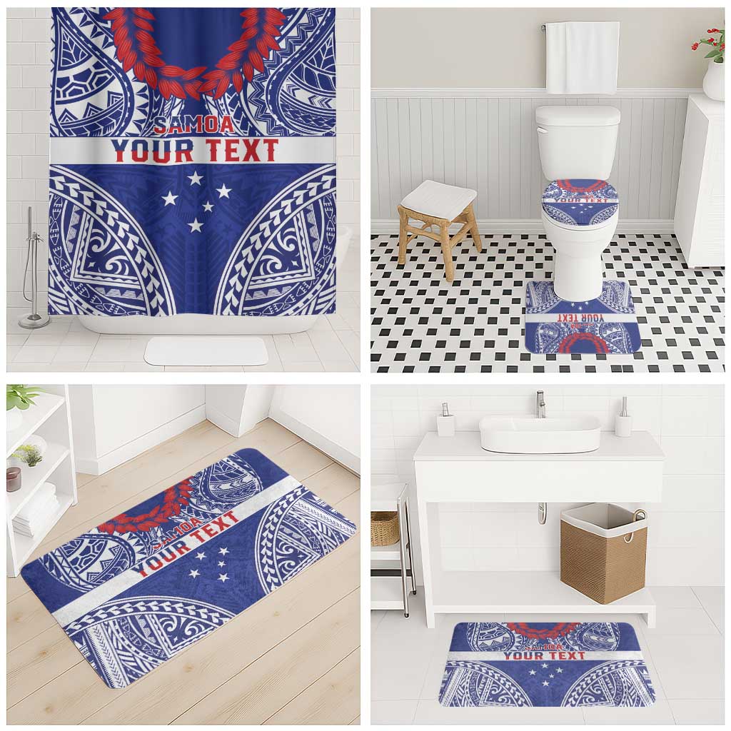 Personalised Toa Samoa Rugby Spirit Bathroom Set Blue Samoan Tribal Pattern LT9 - Polynesian Pride