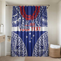 Personalised Toa Samoa Rugby Spirit Bathroom Set Blue Samoan Tribal Pattern LT9 Shower Curtain Only Blue - Polynesian Pride