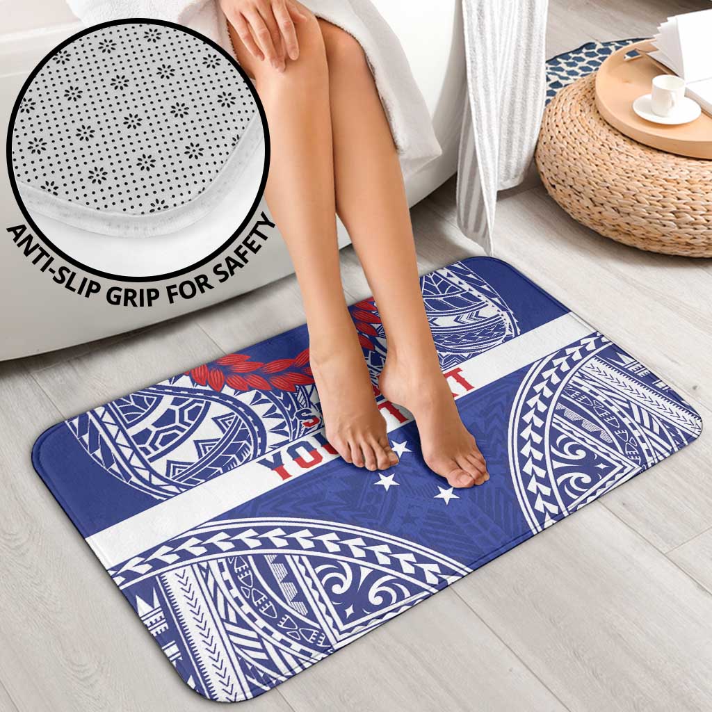 Personalised Toa Samoa Rugby Spirit Bathroom Set Blue Samoan Tribal Pattern LT9 - Polynesian Pride