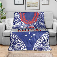 Personalised Toa Samoa Rugby Spirit Blanket Blue Samoan Tribal Pattern LT9 - Polynesian Pride