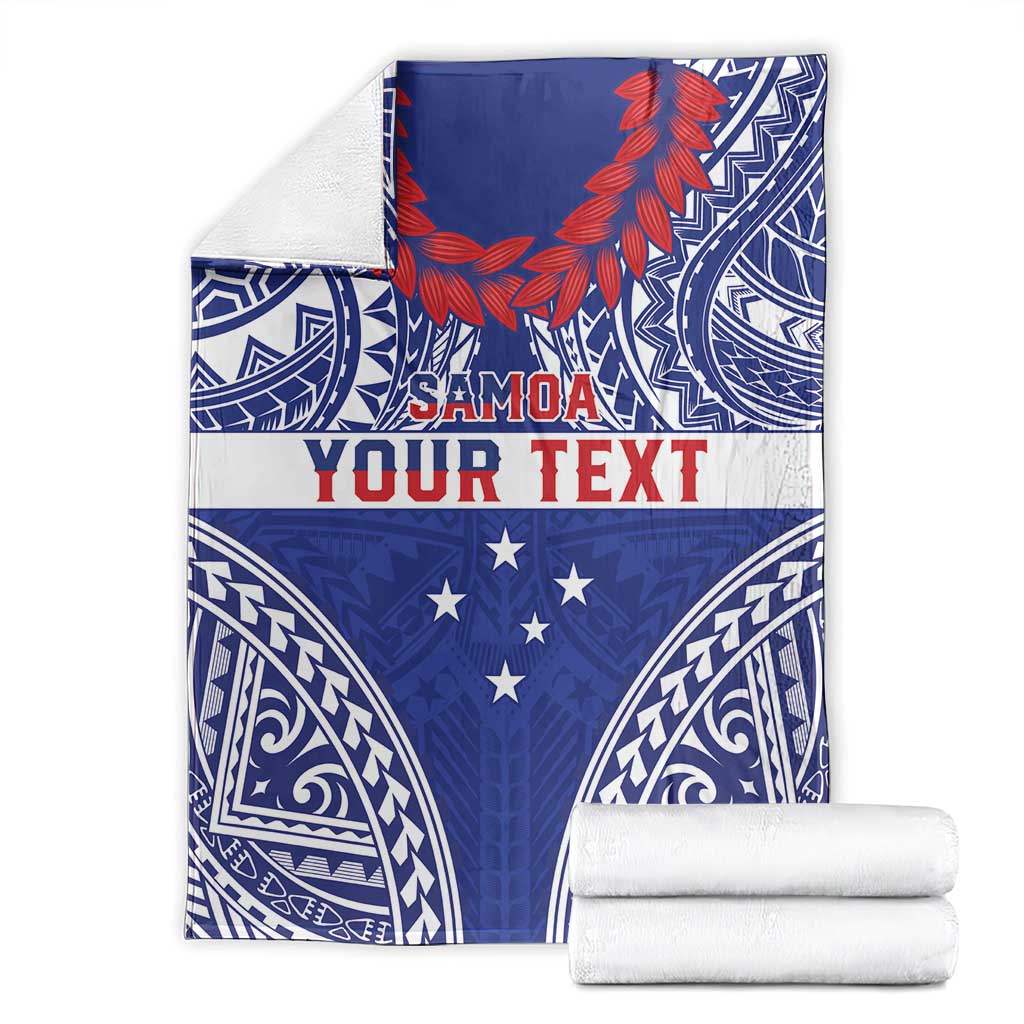 Personalised Toa Samoa Rugby Spirit Blanket Blue Samoan Tribal Pattern LT9 - Polynesian Pride