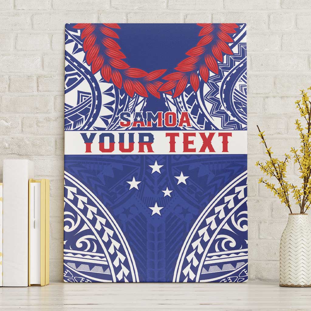 Personalised Toa Samoa Rugby Spirit Canvas Wall Art Blue Samoan Tribal Pattern LT9 Without Frame Blue - Polynesian Pride