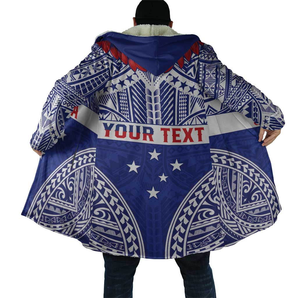 Personalised Toa Samoa Rugby Spirit Cloak Blue Samoan Tribal Pattern LT9 - Polynesian Pride