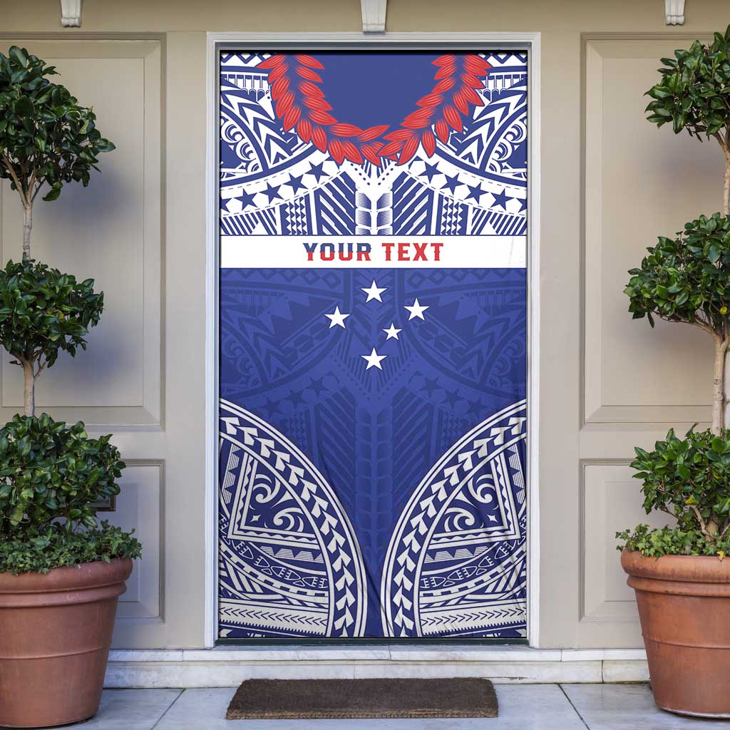 Personalised Toa Samoa Rugby Spirit Door Cover Blue Samoan Tribal Pattern LT9 Blue - Polynesian Pride
