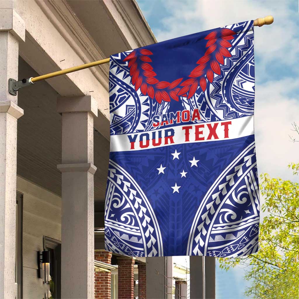 Personalised Toa Samoa Rugby Spirit Garden Flag Blue Samoan Tribal Pattern LT9 House Flag Blue - Polynesian Pride