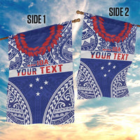 Personalised Toa Samoa Rugby Spirit Garden Flag Blue Samoan Tribal Pattern LT9 - Polynesian Pride