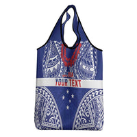 Personalised Toa Samoa Rugby Spirit Grocery Bag Blue Samoan Tribal Pattern LT9 - Polynesian Pride
