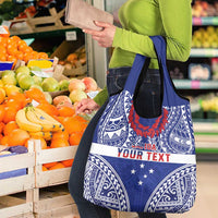 Personalised Toa Samoa Rugby Spirit Grocery Bag Blue Samoan Tribal Pattern LT9 - Polynesian Pride