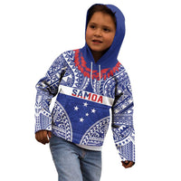 Personalised Toa Samoa Rugby Spirit Kid Hoodie Blue Samoan Tribal Pattern LT9 - Polynesian Pride