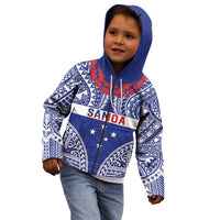 Personalised Toa Samoa Rugby Spirit Kid Hoodie Blue Samoan Tribal Pattern LT9 - Polynesian Pride