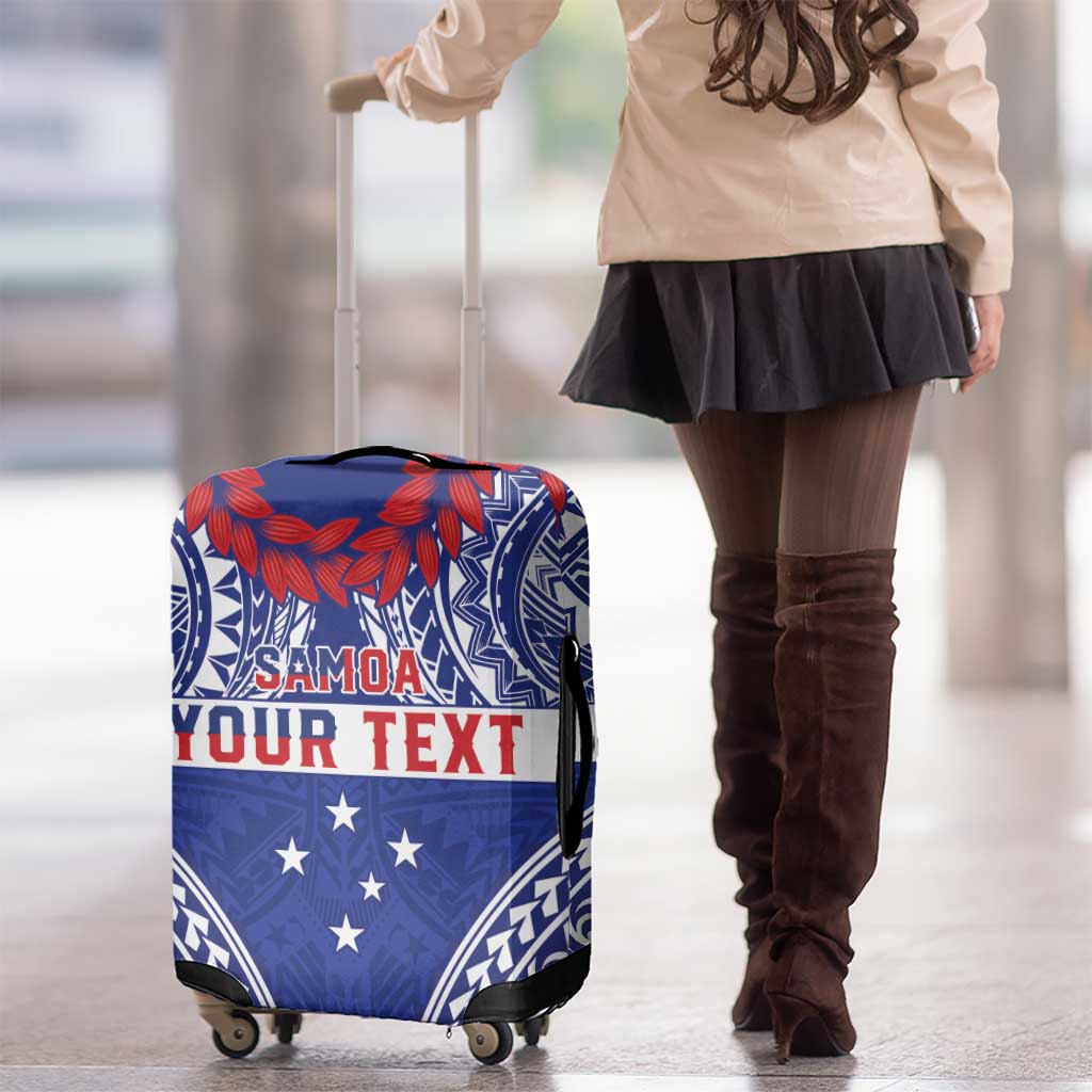 Personalised Toa Samoa Rugby Spirit Luggage Cover Blue Samoan Tribal Pattern LT9 - Polynesian Pride