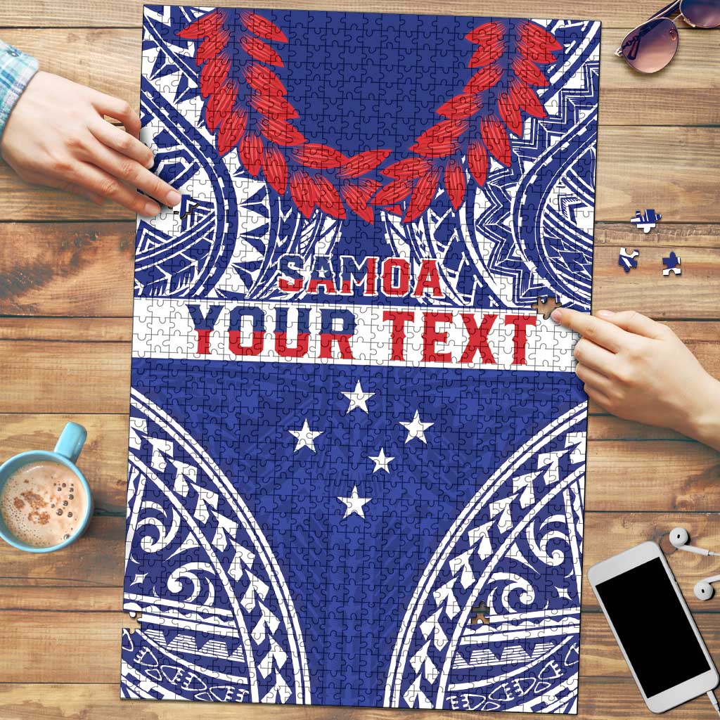 Personalised Toa Samoa Rugby Spirit Puzzle Blue Samoan Tribal Pattern LT9 Blue - Polynesian Pride