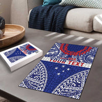 Personalised Toa Samoa Rugby Spirit Puzzle Blue Samoan Tribal Pattern LT9 - Polynesian Pride