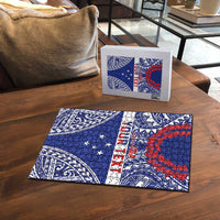 Personalised Toa Samoa Rugby Spirit Puzzle Blue Samoan Tribal Pattern LT9 - Polynesian Pride