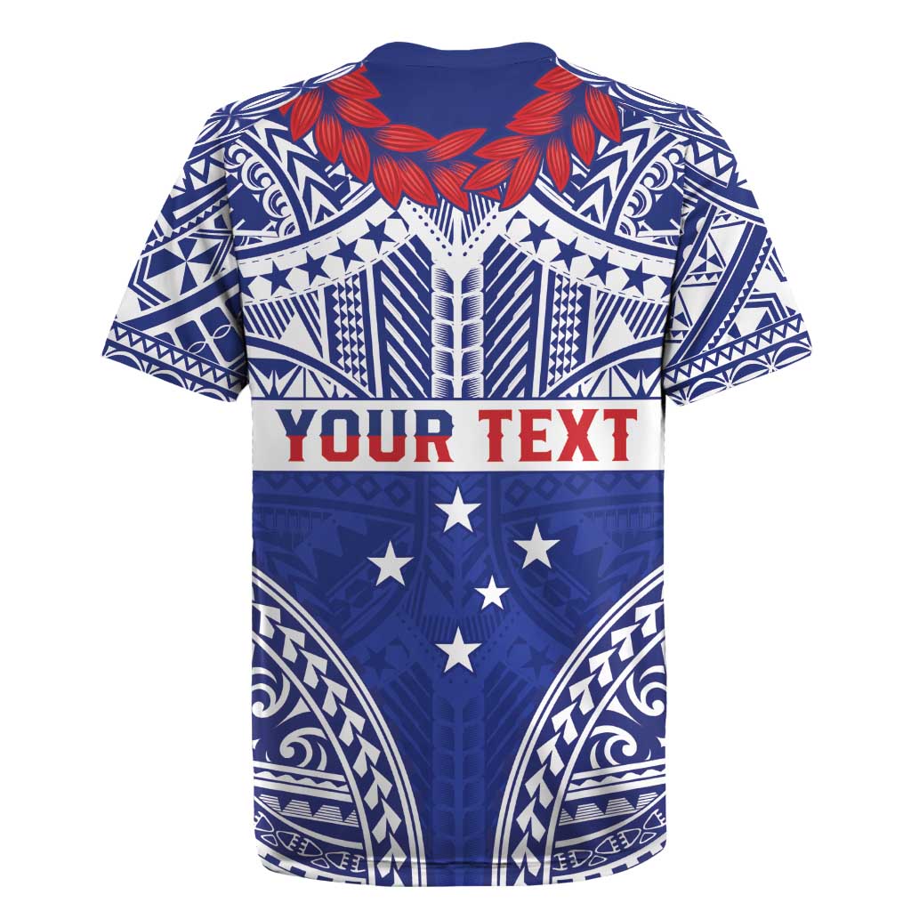 Personalised Toa Samoa Rugby Spirit Rugby Jersey Blue Samoan Tribal Pattern LT9 - Polynesian Pride