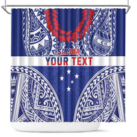 Personalised Toa Samoa Rugby Spirit Shower Curtain Blue Samoan Tribal Pattern LT9 Blue - Polynesian Pride