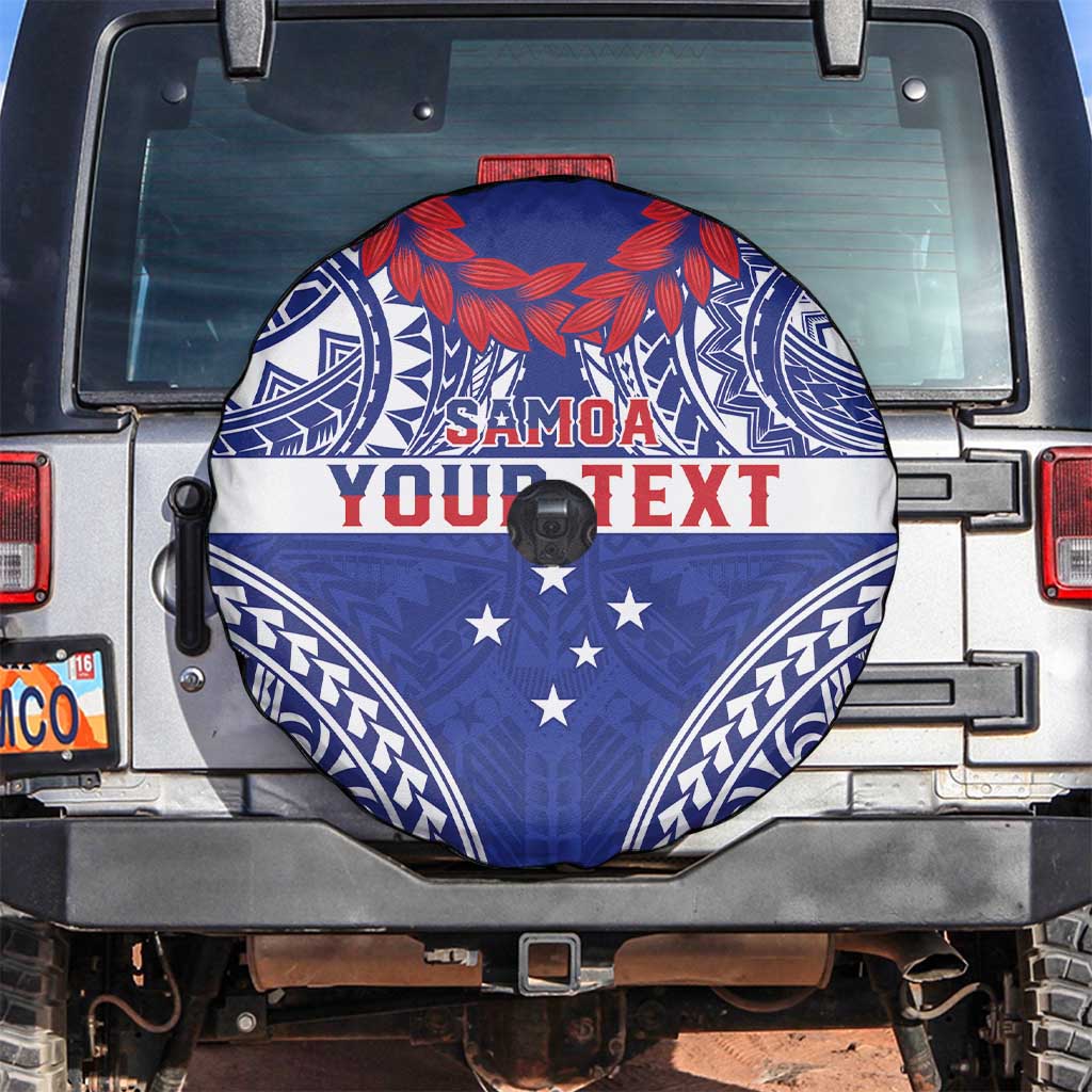 Personalised Toa Samoa Rugby Spirit Spare Tire Cover Blue Samoan Tribal Pattern LT9 Blue - Polynesian Pride