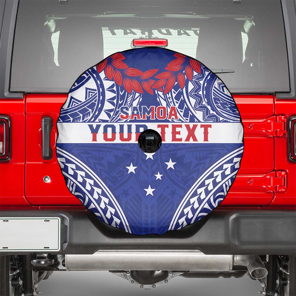 Personalised Toa Samoa Rugby Spirit Spare Tire Cover Blue Samoan Tribal Pattern LT9 - Polynesian Pride