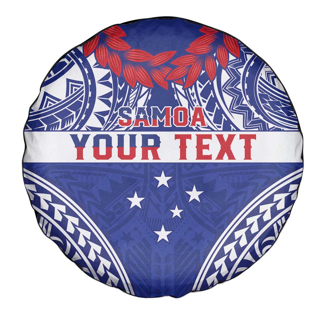 Personalised Toa Samoa Rugby Spirit Spare Tire Cover Blue Samoan Tribal Pattern LT9 - Polynesian Pride