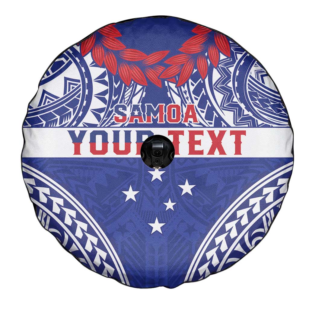 Personalised Toa Samoa Rugby Spirit Spare Tire Cover Blue Samoan Tribal Pattern LT9 - Polynesian Pride