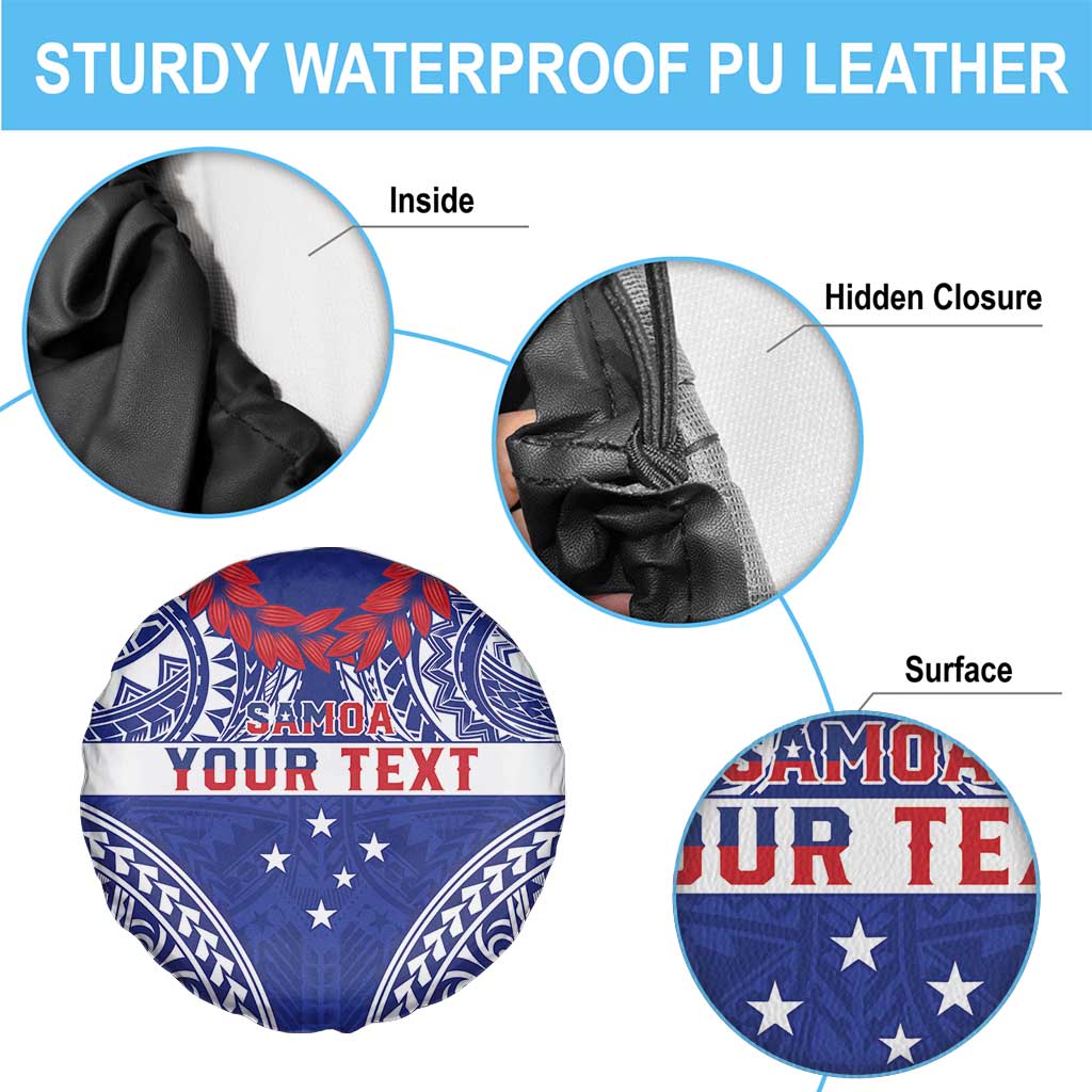 Personalised Toa Samoa Rugby Spirit Spare Tire Cover Blue Samoan Tribal Pattern LT9 - Polynesian Pride