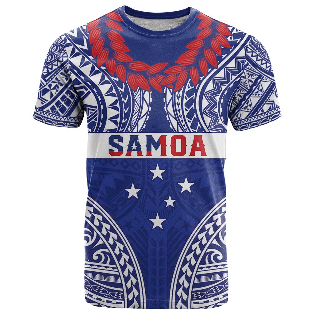 Personalised Toa Samoa Rugby Spirit T Shirt Blue Samoan Tribal Pattern LT9 Blue - Polynesian Pride
