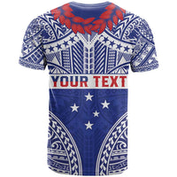 Personalised Toa Samoa Rugby Spirit T Shirt Blue Samoan Tribal Pattern LT9 - Polynesian Pride