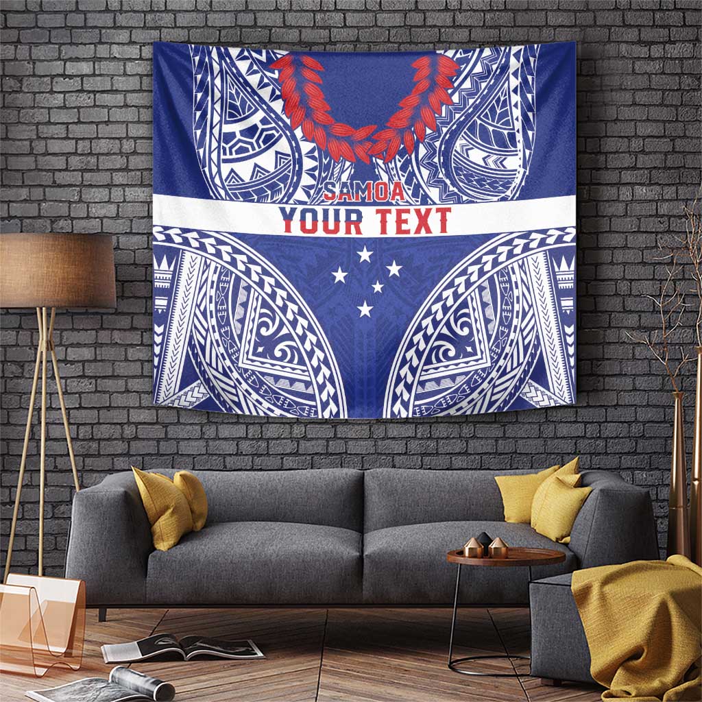 Personalised Toa Samoa Rugby Spirit Tapestry Blue Samoan Tribal Pattern LT9 Blue - Polynesian Pride