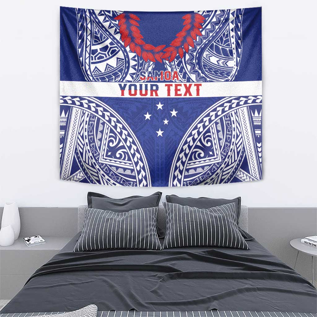Personalised Toa Samoa Rugby Spirit Tapestry Blue Samoan Tribal Pattern LT9 - Polynesian Pride