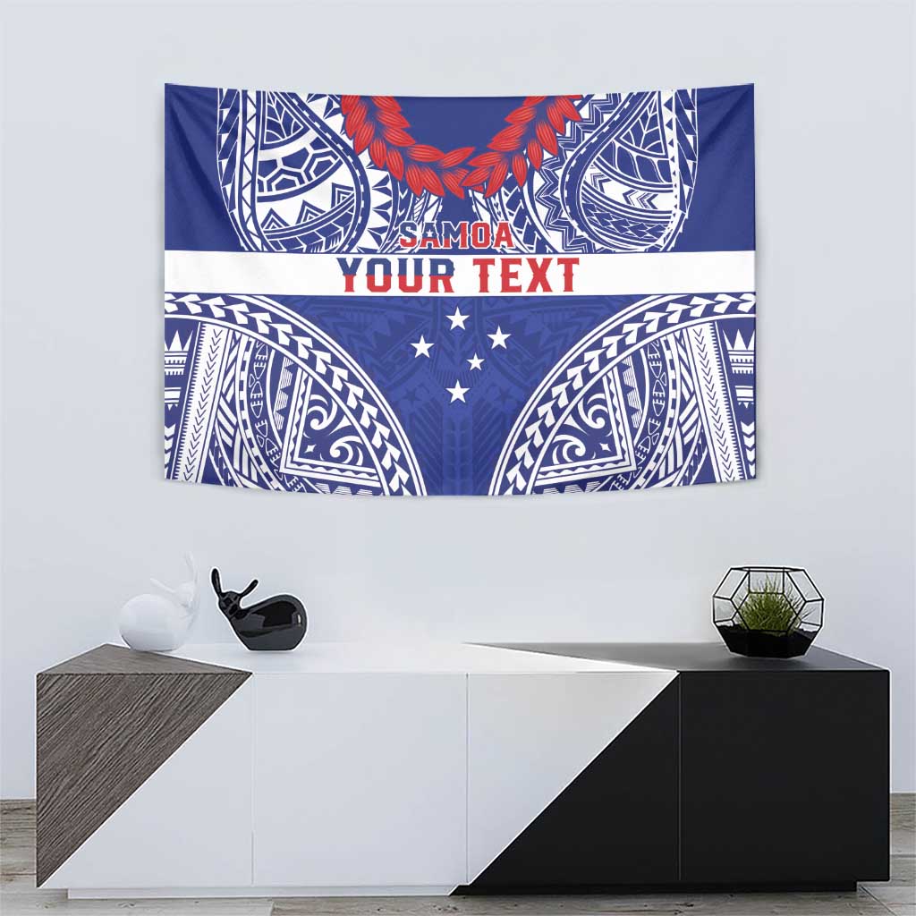 Personalised Toa Samoa Rugby Spirit Tapestry Blue Samoan Tribal Pattern LT9 - Polynesian Pride