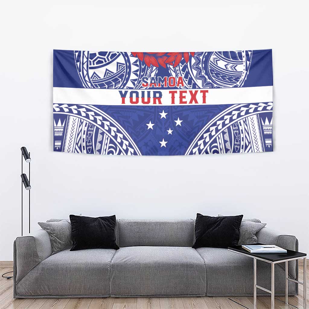 Personalised Toa Samoa Rugby Spirit Tapestry Blue Samoan Tribal Pattern LT9 - Polynesian Pride