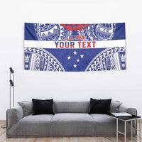 Personalised Toa Samoa Rugby Spirit Tapestry Blue Samoan Tribal Pattern LT9 - Polynesian Pride